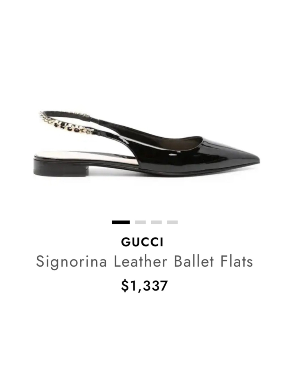 New Gucci Signorina Leather Ballet Flats 8.5/38.5 Black Gold